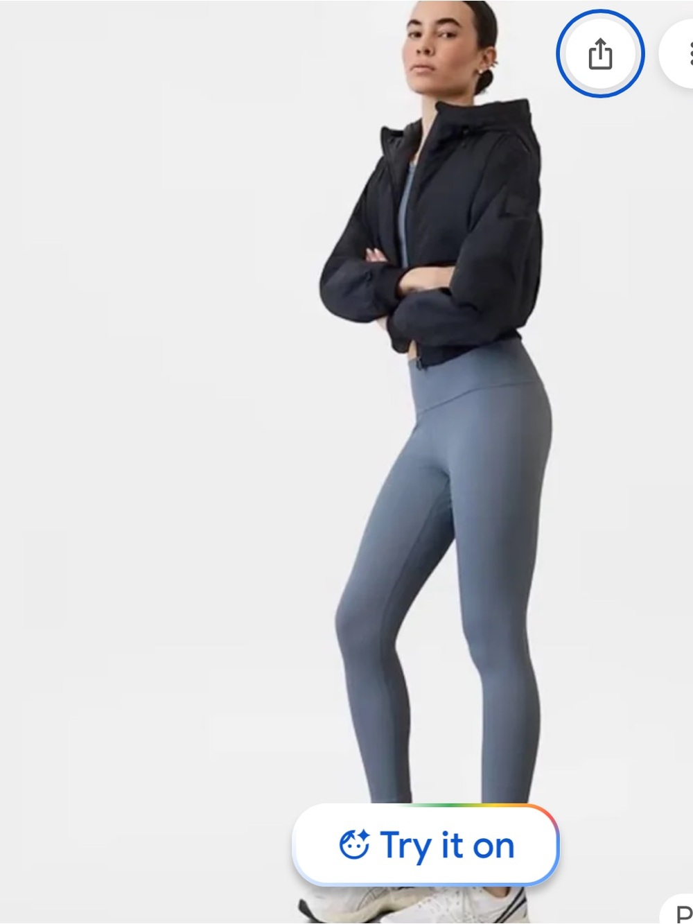 Athleta Transcend Ribbed 7/8 Leggings - Size XS - Blue/Gray - Like New